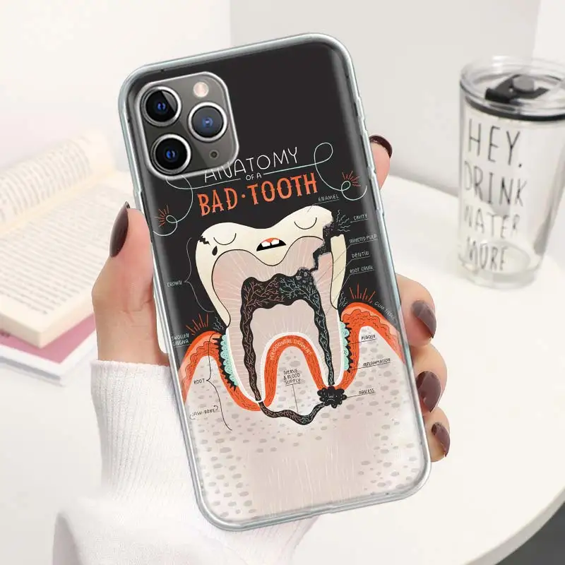 Wisdom Teeth Dentist Tooth Coque Phone Case For iPhone 11 12 13 14 15 16 Pro Max 7 Plus 8 + X XR XS SE Apple Soft Fundas Cover 1