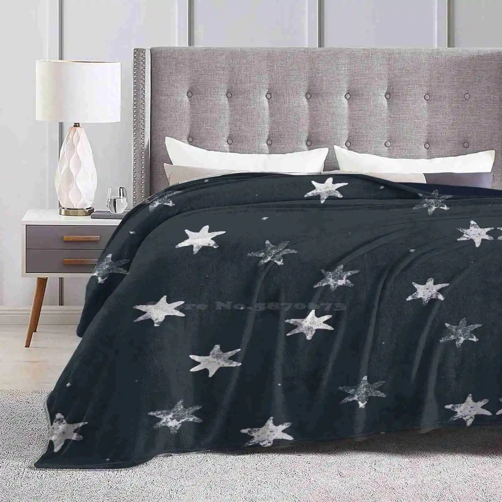 Stamped Star For Home Sofa Bed Camping Car Plane Travel Portable Blanket Stamped Stars Night Sky Pattern