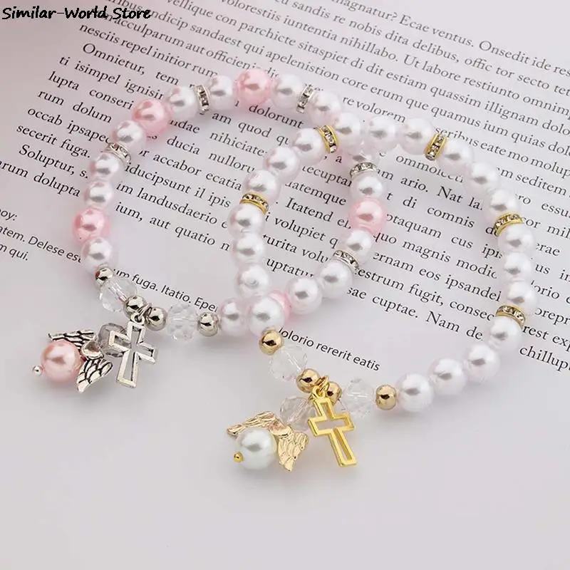 Pulsera de bautizo para bebé, recuerdo de Baby Shower, Ángel, regalo de bautismo para niña y niño