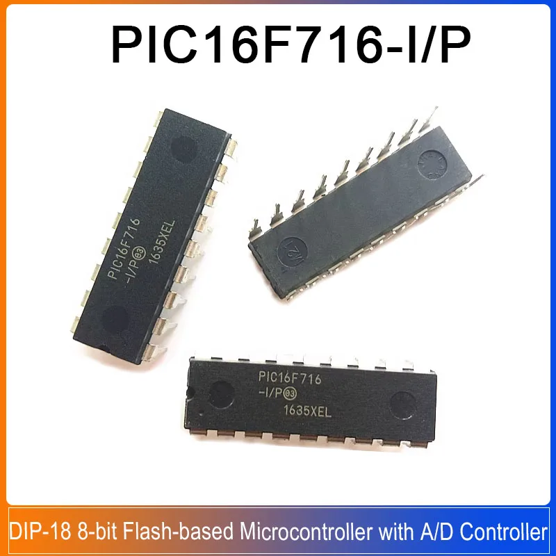 

5/1PCS PIC16F716-I/P PIC16F716 DIP-18 PIC16F 8-bit Flash-based Microcontroller with A/D Controller Enhanced Capture/Compare PWM
