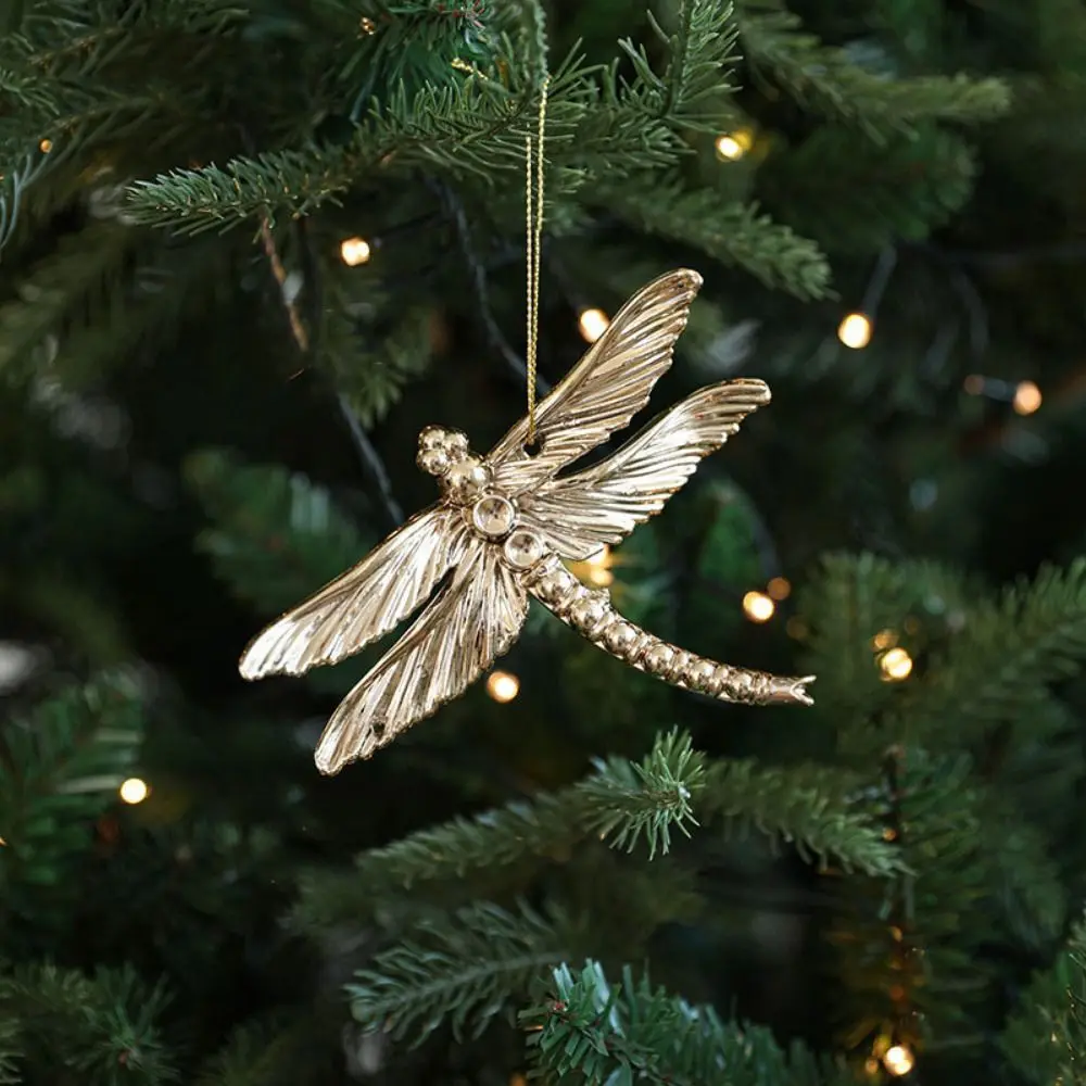 Plastic Christmas Gold Plating Hanging Pendant Elk Snowflake Christmas Tree Ornaments Butterfly Decorative Angel Xmas Pendants