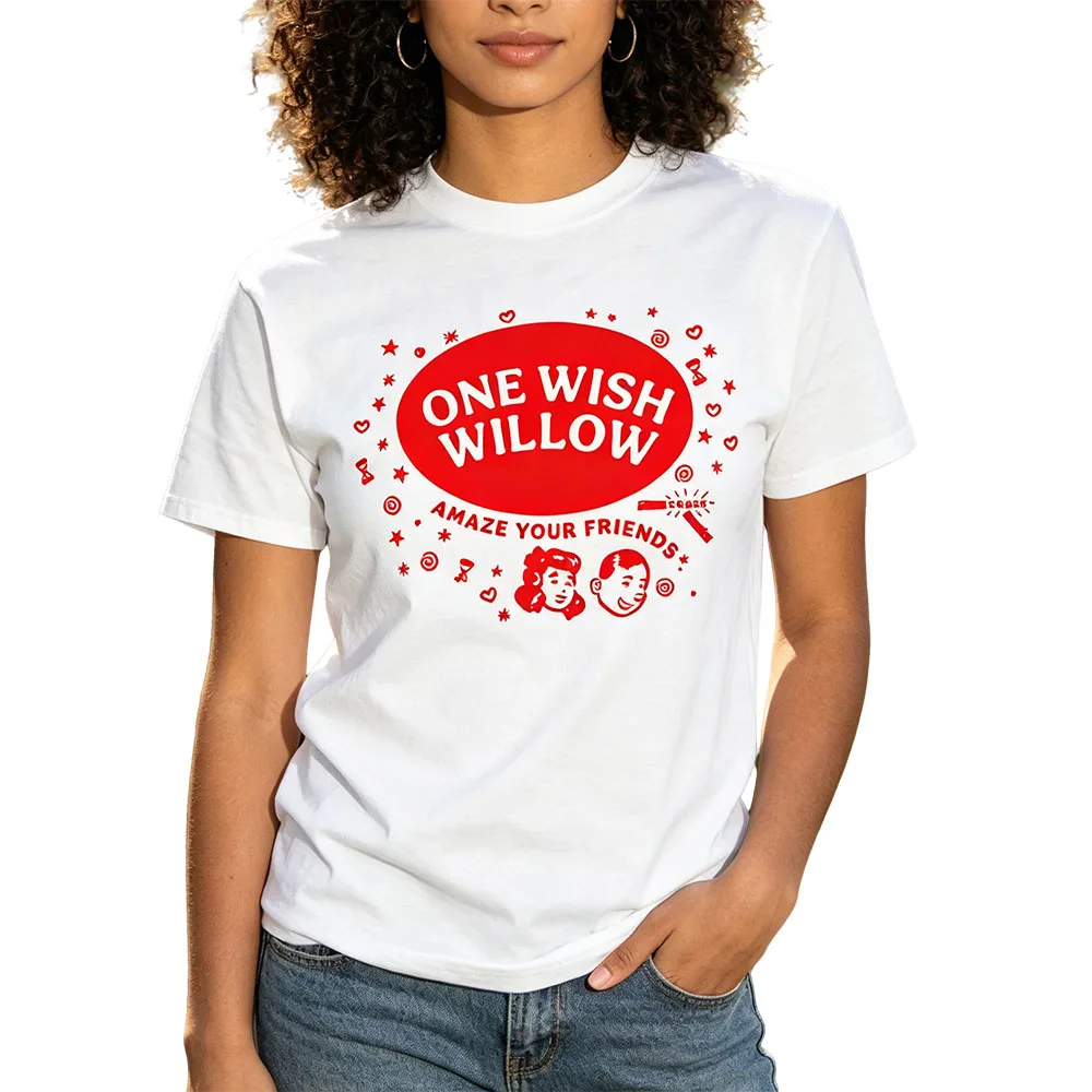 One Wish Willow Tees Horror Movie Obsession Design T-Shirt Women Men Clothing Short Sleeve Cotton Loose Unisex Streetwear Tshirt