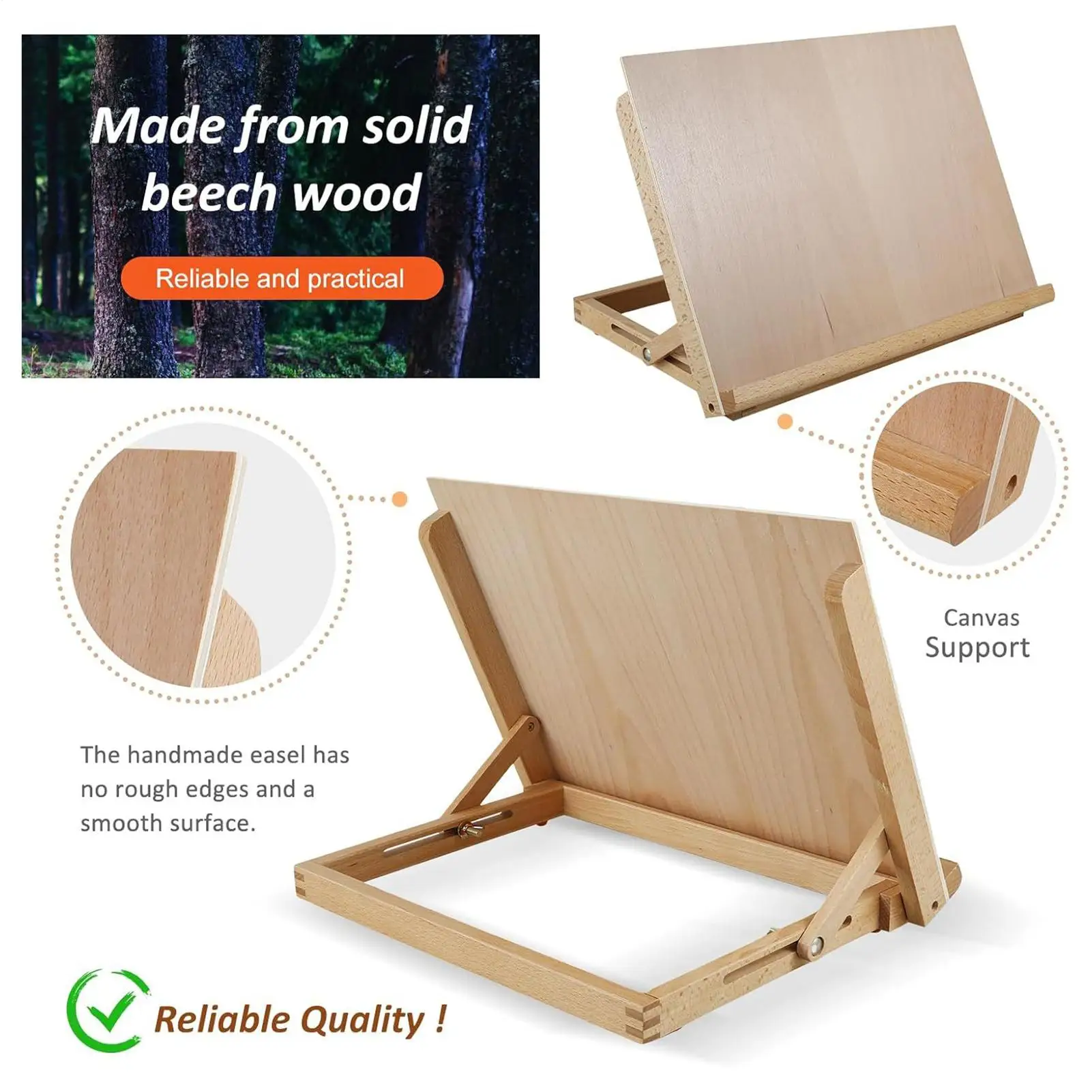 Foldable Tabletop Easel Lightweight Portable Wood Drawing Easel Art Supply Adjustable Sketching Painting Board Students Artist view 3