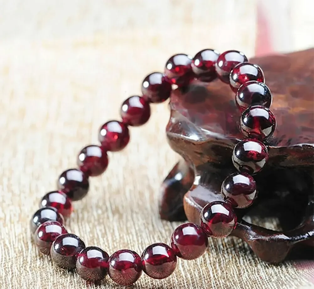 

10mm Genuine Natural Brazil Red Garnet Gemstone Beads Stretchy Bracelet