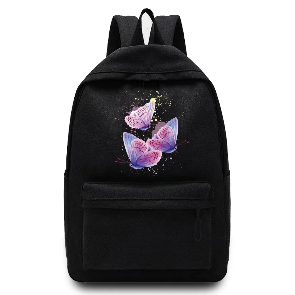 Mochilas de lona para mujer, bolso escolar con hombros, estampado de mariposa, mochila informal, mochila para ordenador portátil de diseñador, bolso