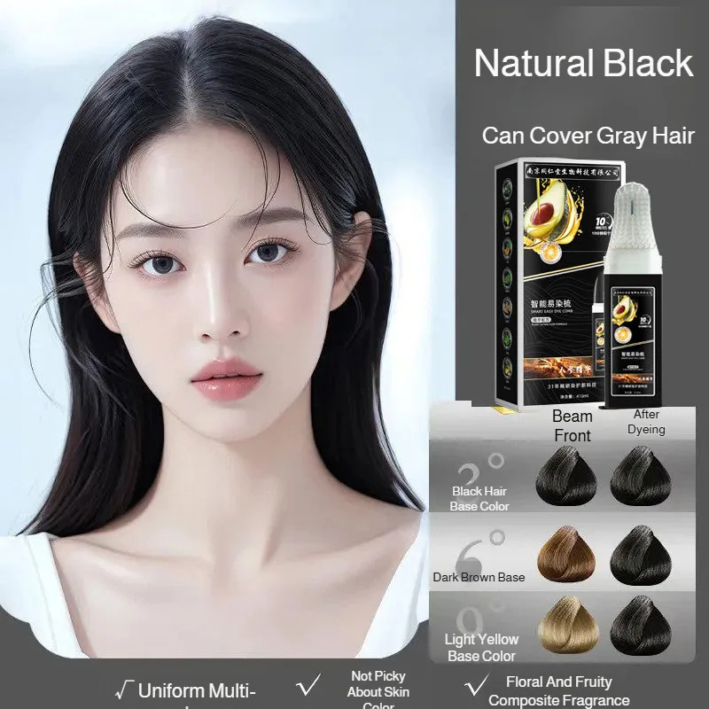 

No Scalp Stain Portable Hair Dye, Easy Dye Comb Plant-Based Color Cream, Gray Hair Coverage for Home Hair Coloring