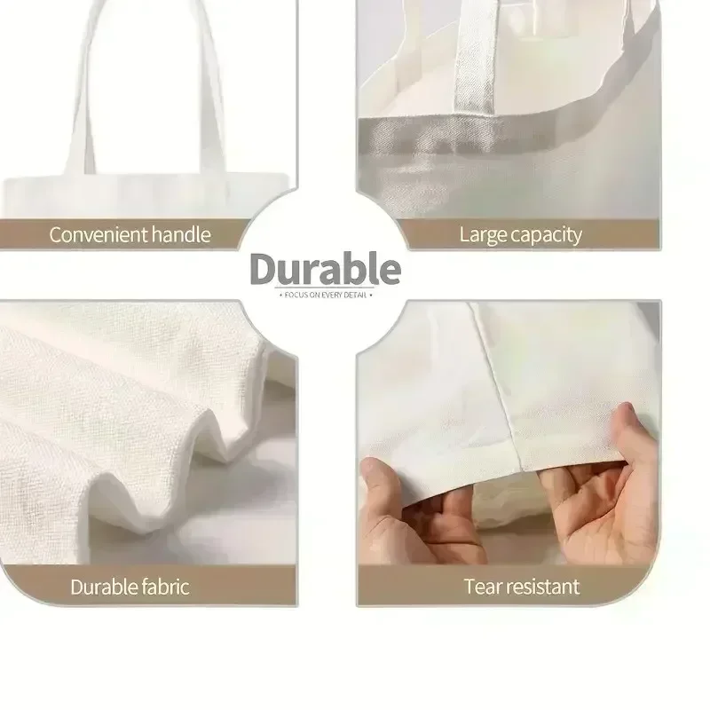 1pc Koala Cherry Blossom Print Canvas Tote Bag Eco Friendly Reusable Spacious Bag for School Travel Yoga Tote Bag Daily Use view 5