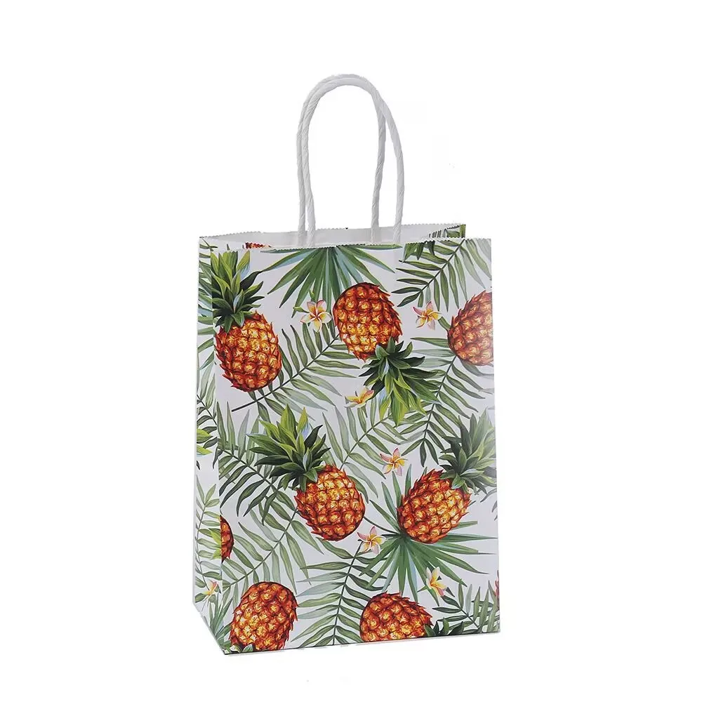 6pcs Tropical Luau Hawaii Theme Party Gifts Packing Bags Flamingo Pineapple Paper Candy Bags Summer Birthday Wedding Party Decor