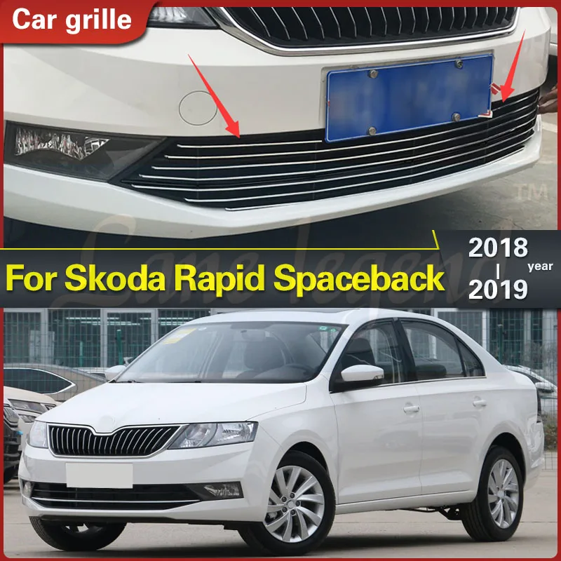 

For Skoda Rapid Spaceback 2018-19 Body Kit High-quality Stainless Steel Front Lower Grill Grille Cover Trims Refit Racing Grill