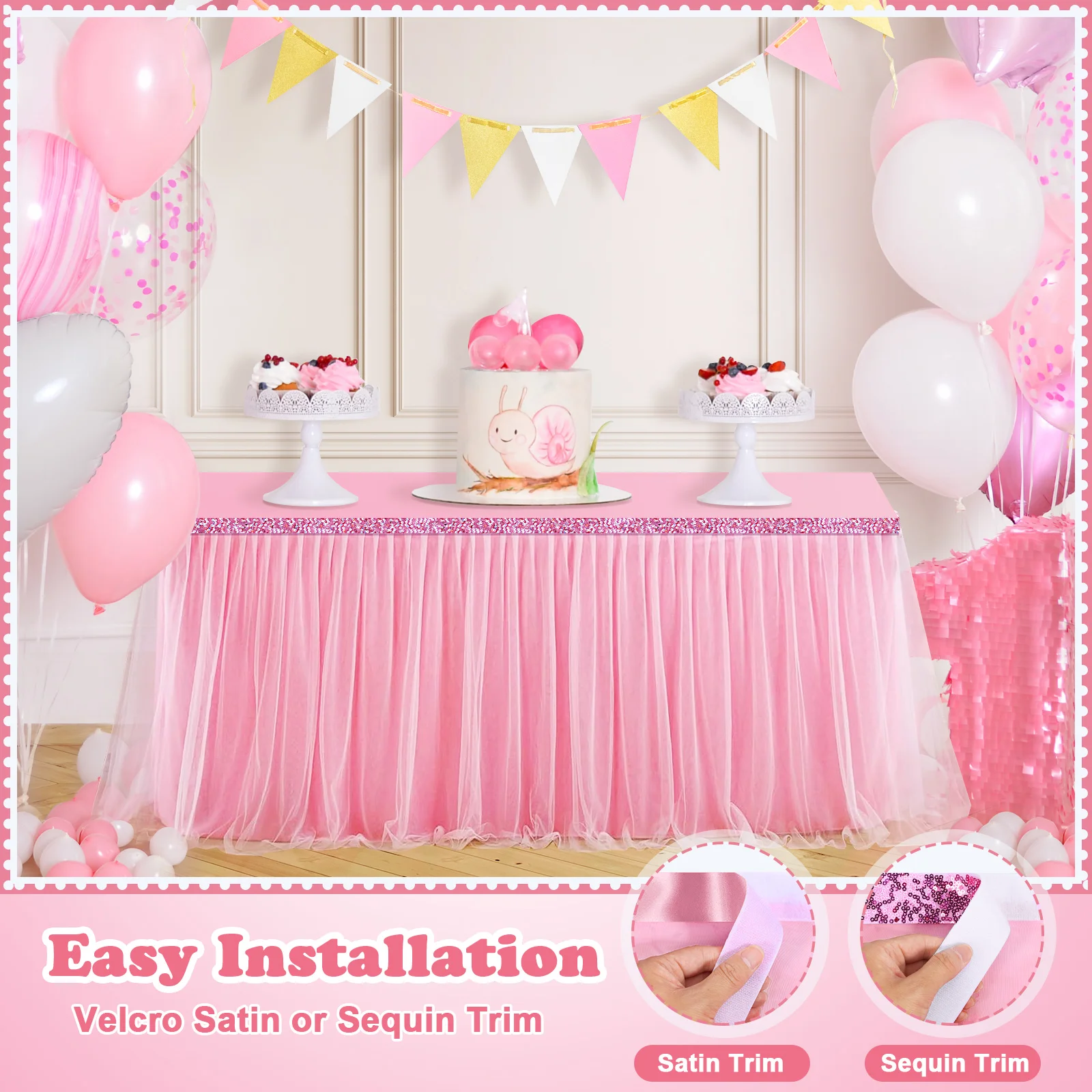 5ft Baby Shower Tablecloth Tulle Table Skirt Tulle Tutu Cloth Table Skirt Girls Birthday Party Cake Dessert Table Decoration