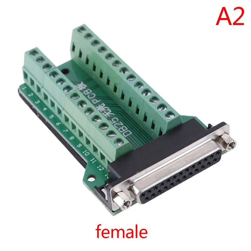 1pc DB25 D-SUB Female 25Pin Plug Breakout PCB Board 2 Row Terminals Connectors