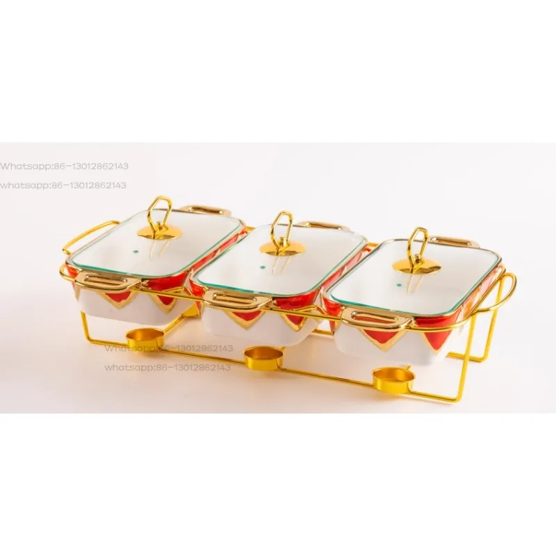 

Suitable for , Tableware, Heated Soup Pot, Dry PotThree-grid Binaural Ceramic Baking Pan, Household