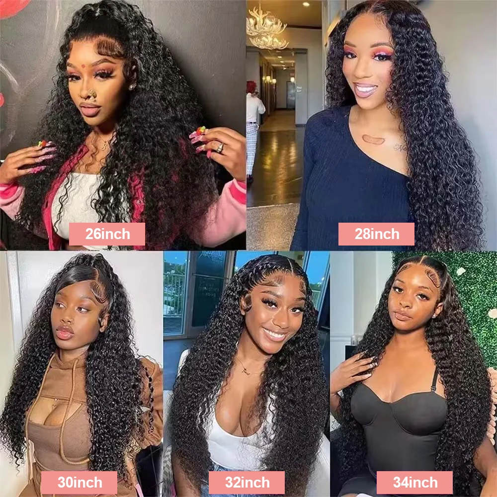 ルーズウォーターウェーブレースフロントウィッグ透明13x4 13x6 HDレースフロントディープウェーブカーリー人毛ウィッグ女性用300%密度
