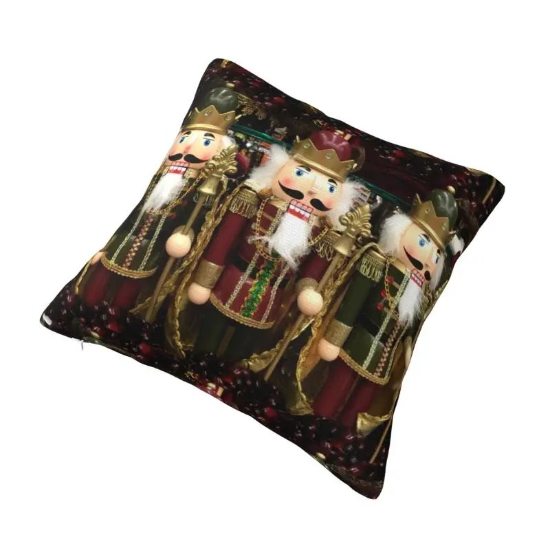 Custom Luxury Christmas Nutcracker Trio Sofa Cushion Cover Velvet Nutcrackers Cartoon Toy Soldier Throw Pillow Case