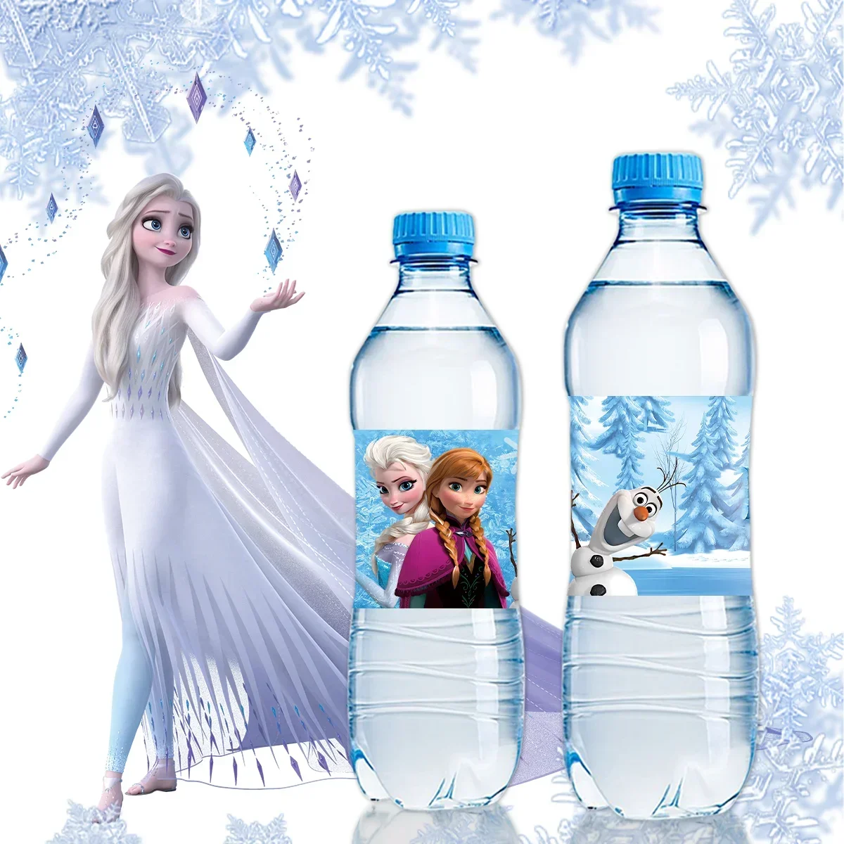 Disney Frozen Water Bottle Labels DIY Stickers Elsa Anna Girls Birthday Baby Shower Party Supplies Children's Event Decoration