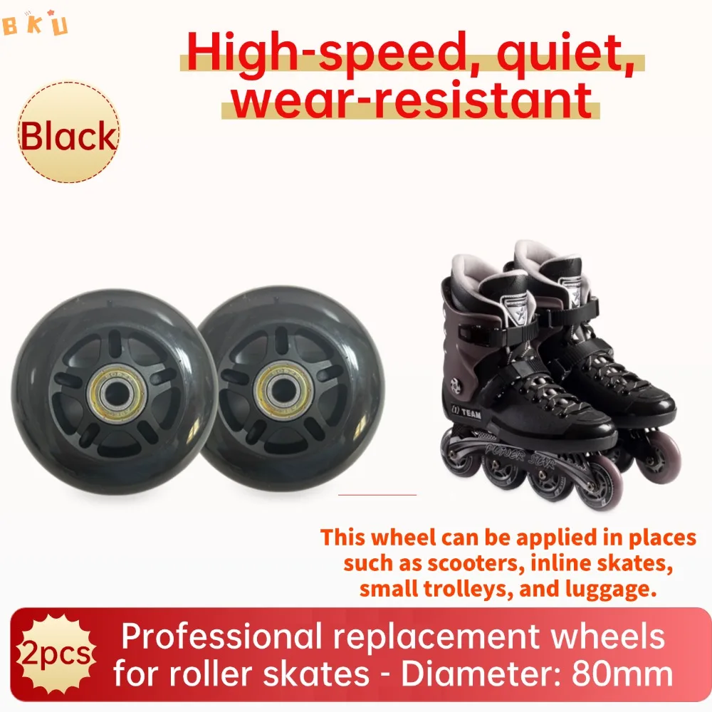 عجلات بديلة للتزلج المضمنة مقاس 80 مم مقاس 3.15 بوصة مناسبة للدراجات البخارية المضمنة لعربات الأطفال - مجموعة من 2