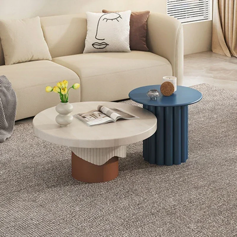 

Круглый журнальный столик для гостиной, дома, маленькой квартиры, креативный светильник из массива дерева, роскошный современный кремовый стиль, чайный столик, несколько боковых