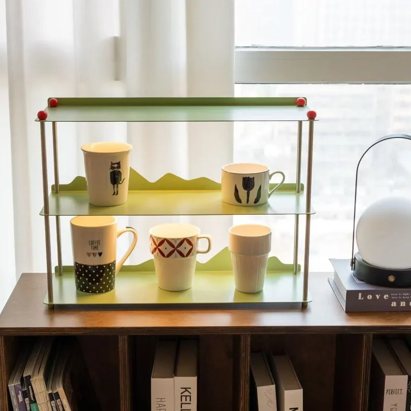Irregular dopamine desktop metal storage rack, blind box display cup holder, open-style cosmetics, perfume storage