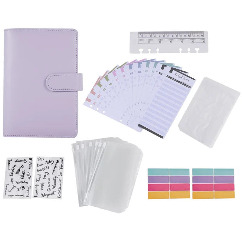 A41Z-A6 Budget Binder With Zipper Envelopes, Budget Planner Book Money Saving Organizer, Cash Envelopes For Budgeting