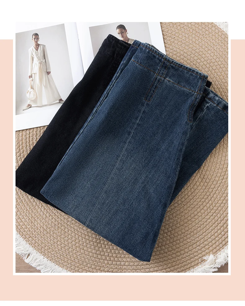 High Waist A-Line Denim Skirt Women's Spring Autumn 2025 New Style Slimming Half-length Cover Hip Large Flounce Umbrella Skirt