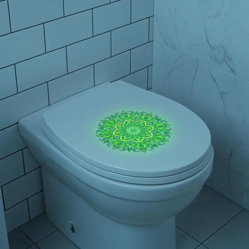 1PC Glow-in-the-Dark Mandala Toilet Sticker Luminous Wall Sticker Self-Adhesive Removable Decals Car Sticker Home Decoration