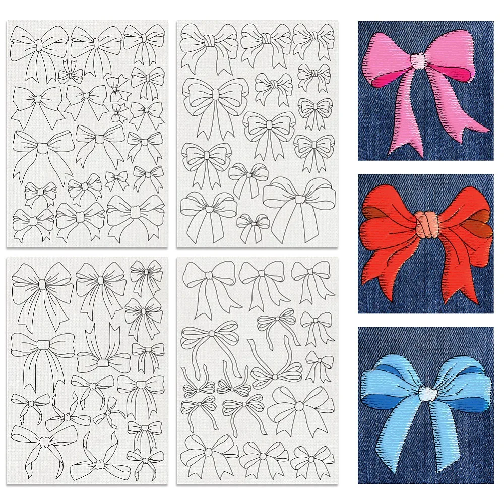 4 Sheets Water Soluble Embroidery Stabilizers 36pcs Embroidery Paper with Pre-Printed Sewing Embroidery Stabilizers Embroidery