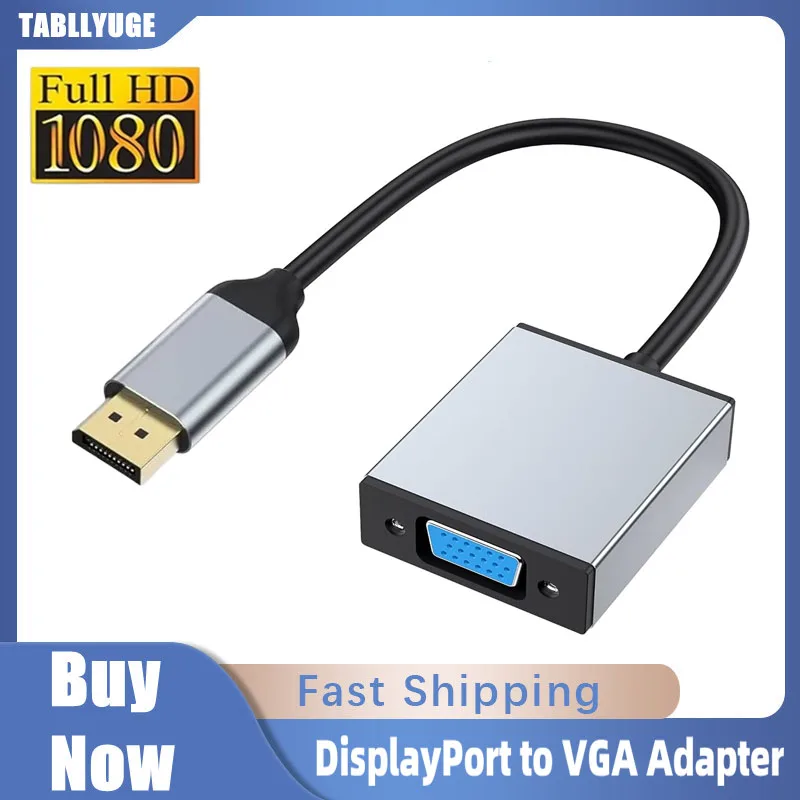 

DisplayPort to VGA Converter Adapter to HD 1080P for Computer Monitor TV Projector Compatible with Lenovo Dell HP and ASUS