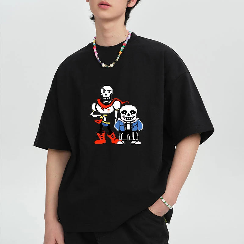 

Undertale Sans and Papyrus Graphic Printing short sleeve Tshirts Men Women gothic Casual Cotton Tshirt Summer vintage Top Unisex
