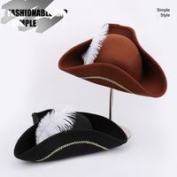 Feather Pirate Hat for Party Halloween Christmas Cosplay Fashionable Elegant Dance Celebration Costume Accessory