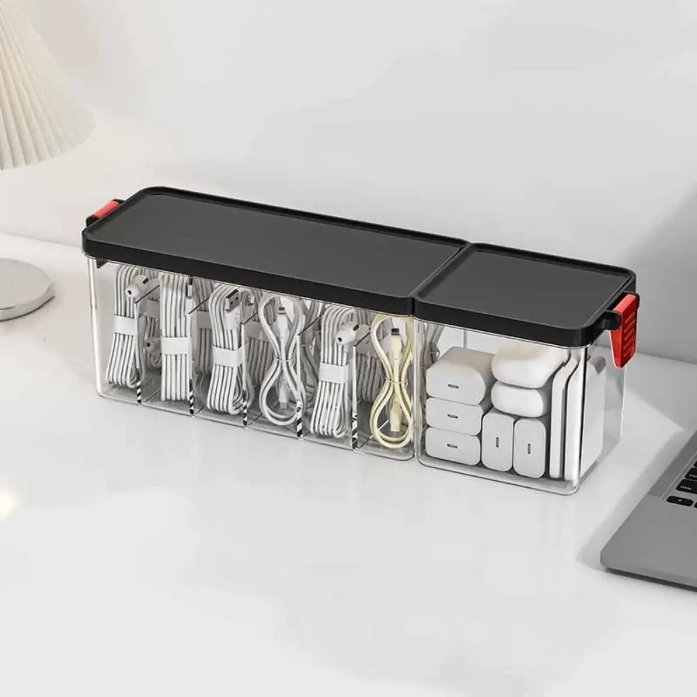 

Dustproof Card Data Cable Organizer Case with Lid Messy-Free Cable Organizer Box Plastic Durable Charger Wire Organizer