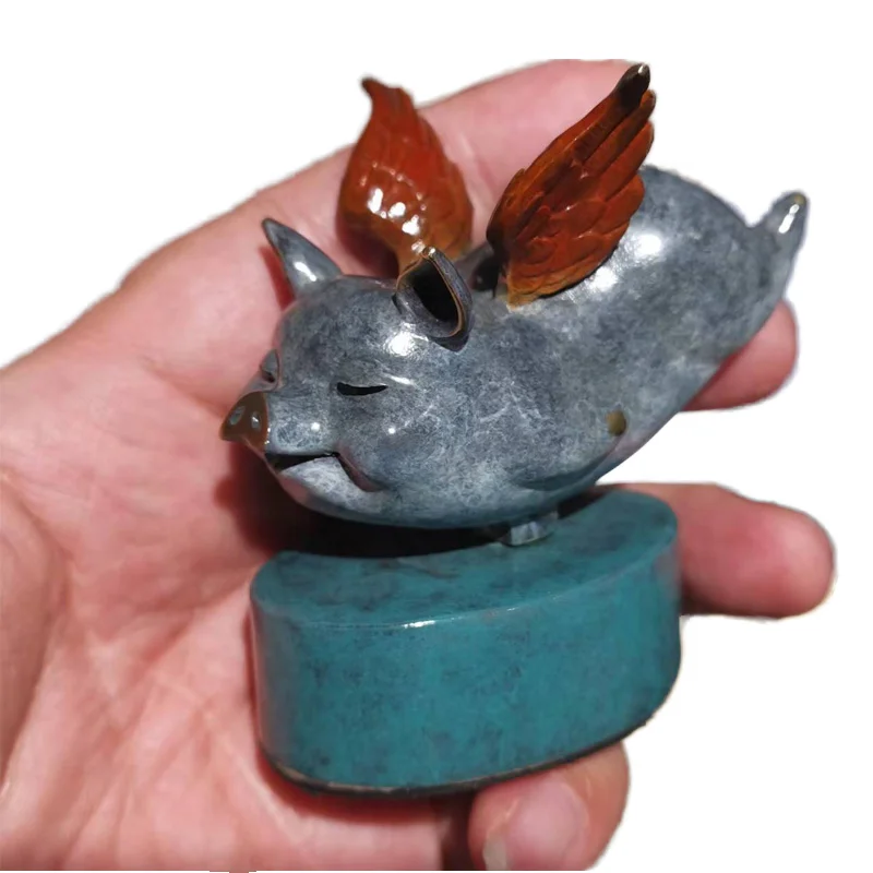 Wholesale High Quality Metal Crafts Flying Pig Squirrel Clay Dragon Cow Statue - Bronze Casting Ornament for Home Decoration