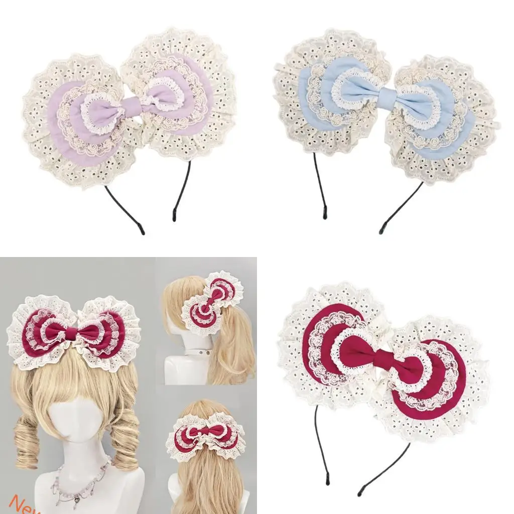 

Очаровательные повязки на голову в стиле аниме с кружевными бантиками, идеальный подарок для девочек и женщин LXAD