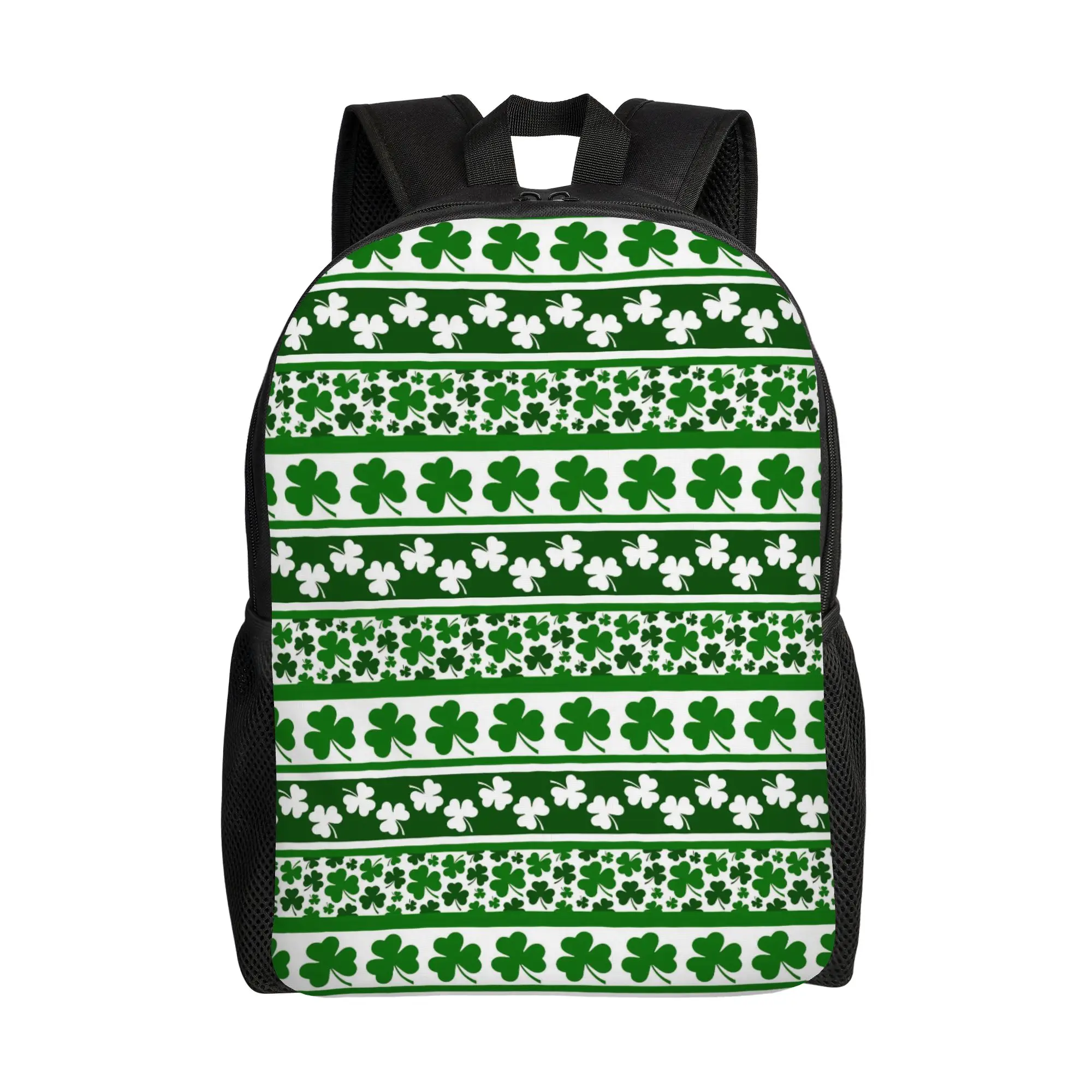 

St Patrick's Day Irish Shamrock Clover Backpack High School Hiking Travel Daypack for Men Women Laptop Computer Shoulder Bag