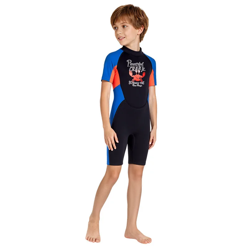 New Children's Wetsuit 2.5MM One-piece Short-sleeved Boys' Swimsuit Thickened Thermal Snorkeling Surfing Jellyfish Pants