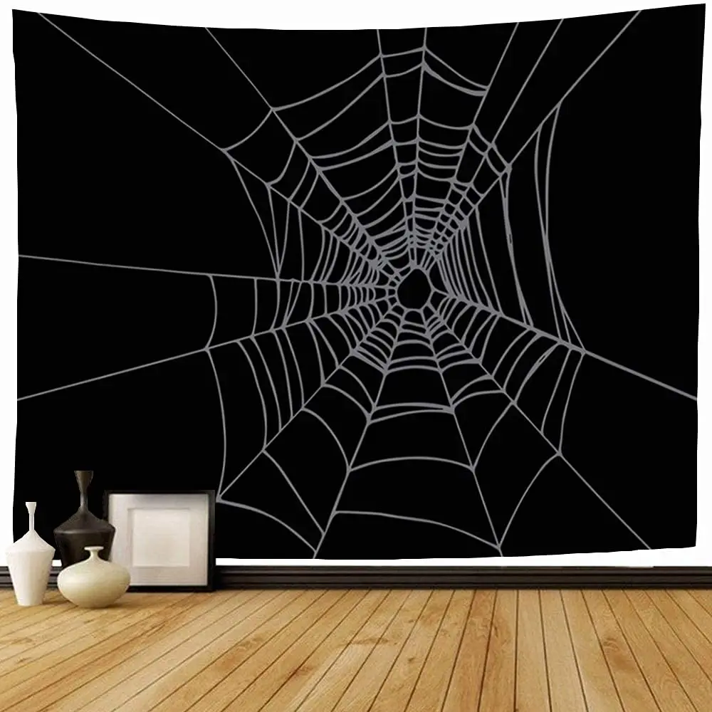 Spider Web Tapestry Black Scary Design Tapestry Creepy Textures Spooky Tapestry Wall Hanging Blanket Bedroom Living Room Decor