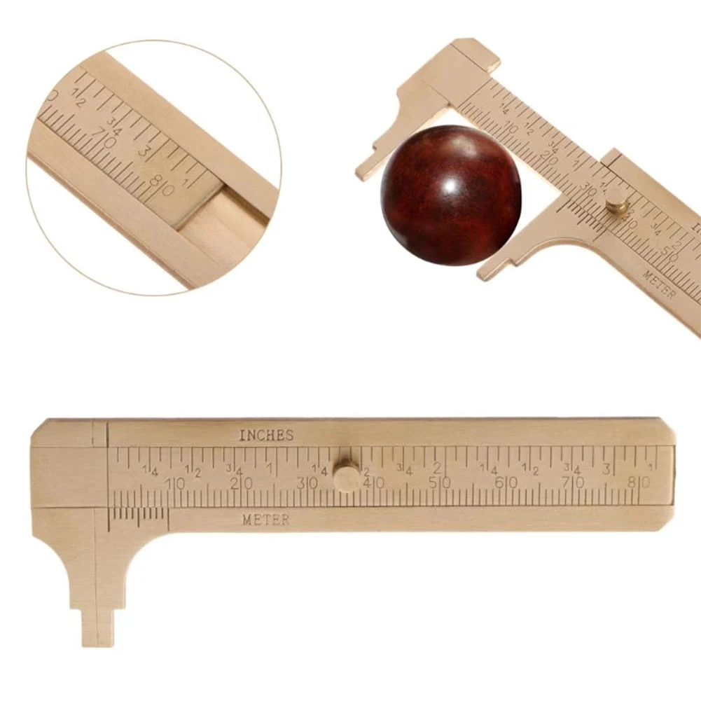 

Vernier Caliper Ruler Tools 3.25inch 93mm/3.7\" Brass Double Scale Gauge Pocket Ruler Vernier Caliper Hot Sale
