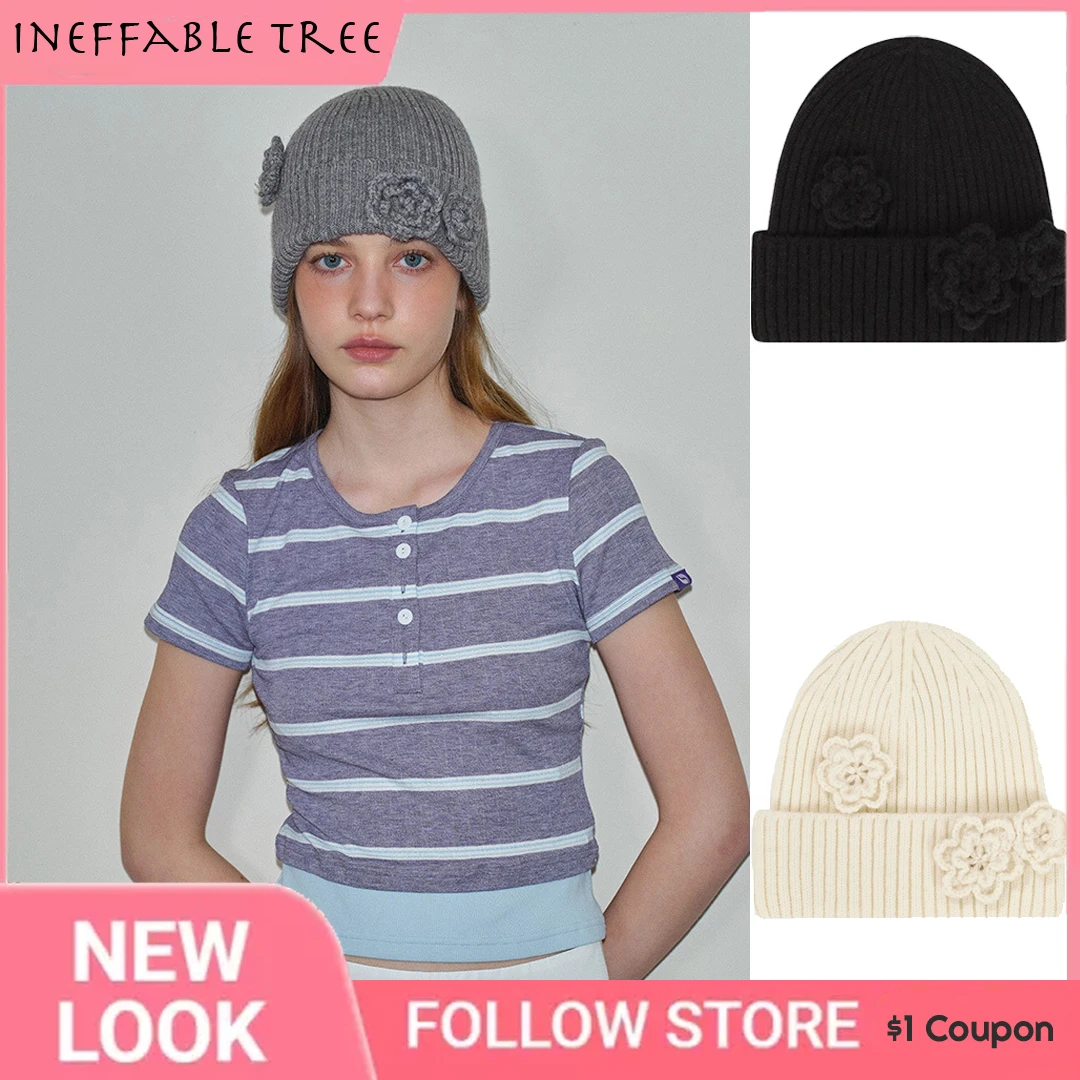 

INS Дизайнерские вязаные шапки с 3D цветами для женщин, осенние и зимние повседневные теплые простые пуловеры, уличная одежда Gorras