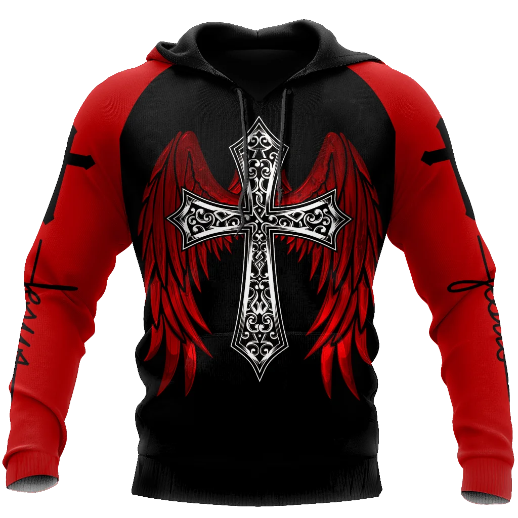 Oversized Tattoo Skeleton Cross Terror Red 3D Printed Men\'s Hoodie Sweatshirt Casual Tracksuits Raven Bad Wolf Animal Clothing