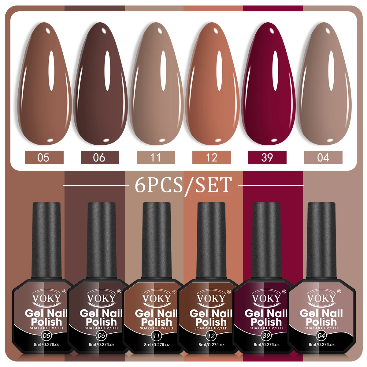 مجموعة طلاء أظافر VOKY مكونة من 6 زجاجات، بجودة مستوى الصالون، مناسبة للعناية بالأظافر ويمكن استخدامها لفن الأظافر بنفسك من قبل النساء. #1