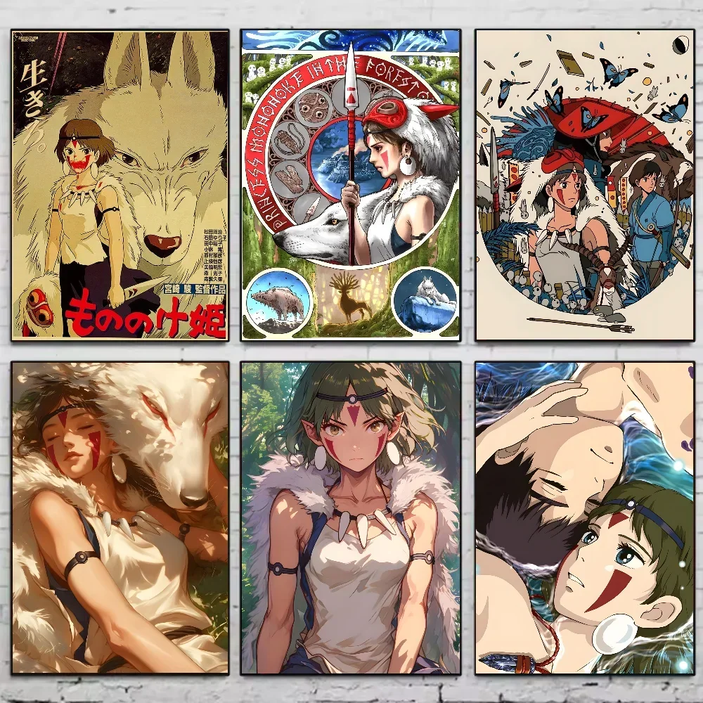 Póster de Anime P-Princess M-Mononoke, lienzo impreso de estética minimalista, pintura para sala de estar, decoración moderna del hogar