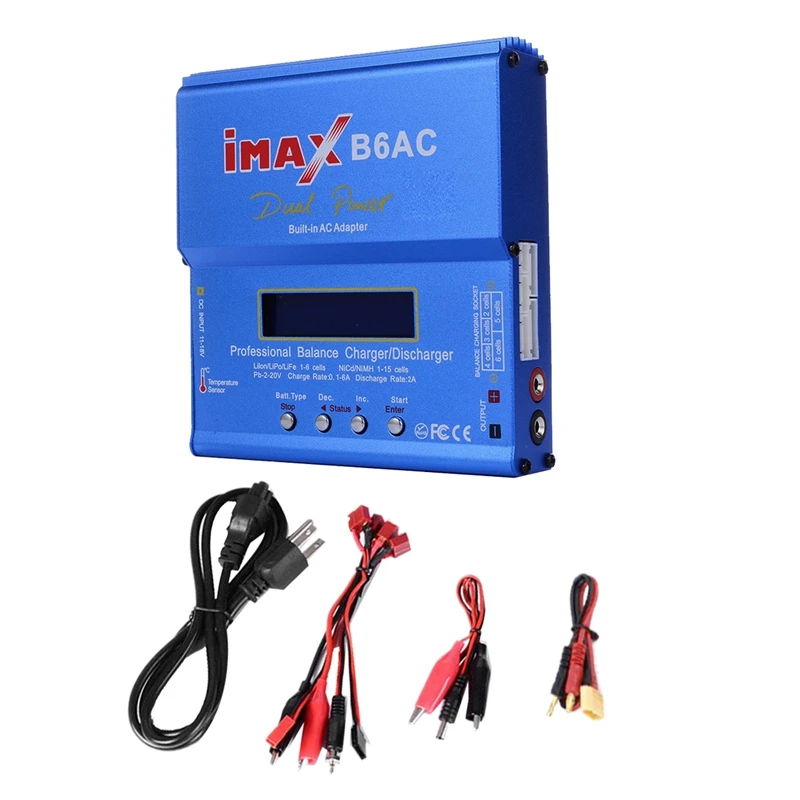 For IMAX B6AC 80W RC Balance Charger+XT60 Cable Digital Li-Ion Life Nimh Nicd PB Lipo Battery Discharger US Plug Easy Install