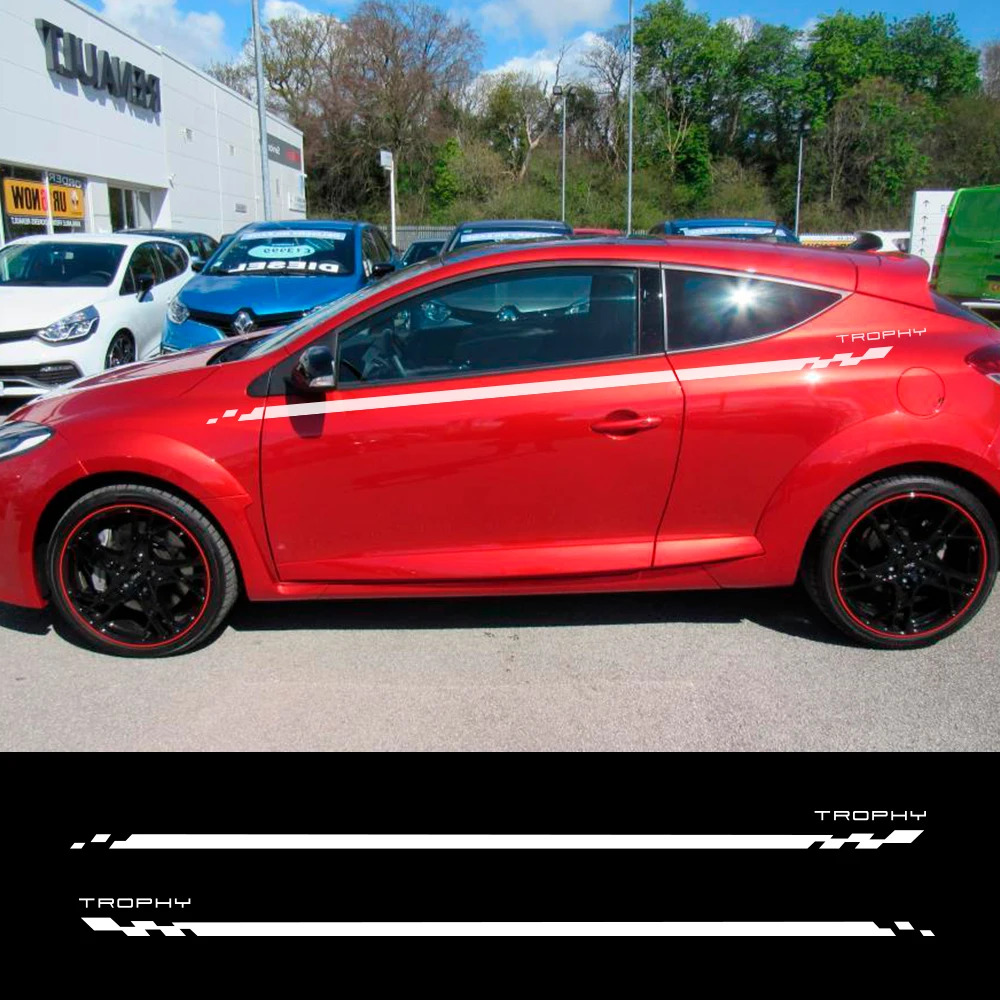 Car Door Side Skirt Lattice Vinyl Stickers Auto Body Decor Accessories For Renault Megane 2 3 4 RS Grandtourer GT Trophy