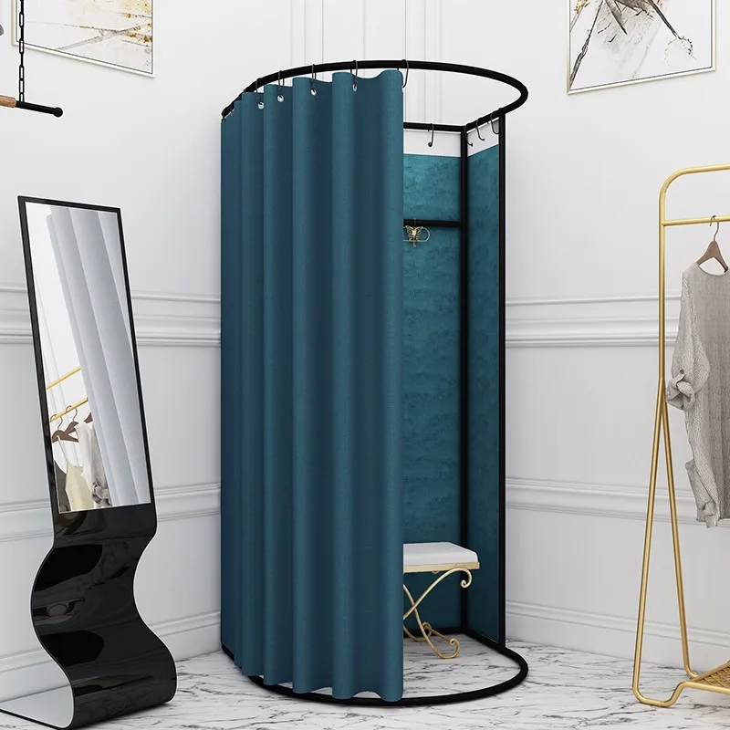 Clothing store fitting room mobile simple curved track changing room store portable blackout changing room fitting curtain