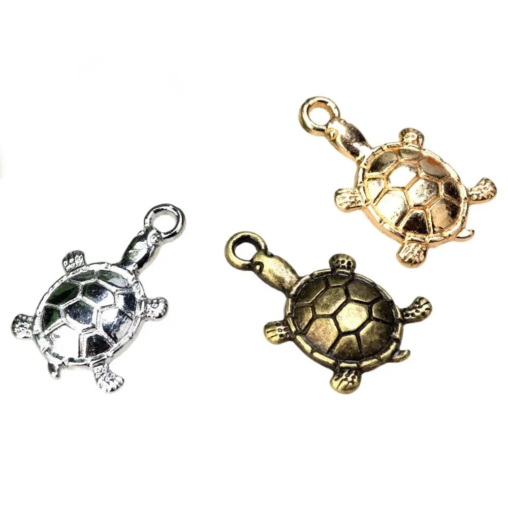 

18MM 24/48pcs Turtle Zinc Alloy Charm Pendant Rhodium DIY Bracelet /Necklace/Earrings Jewelry Making For Women's Daily Wear