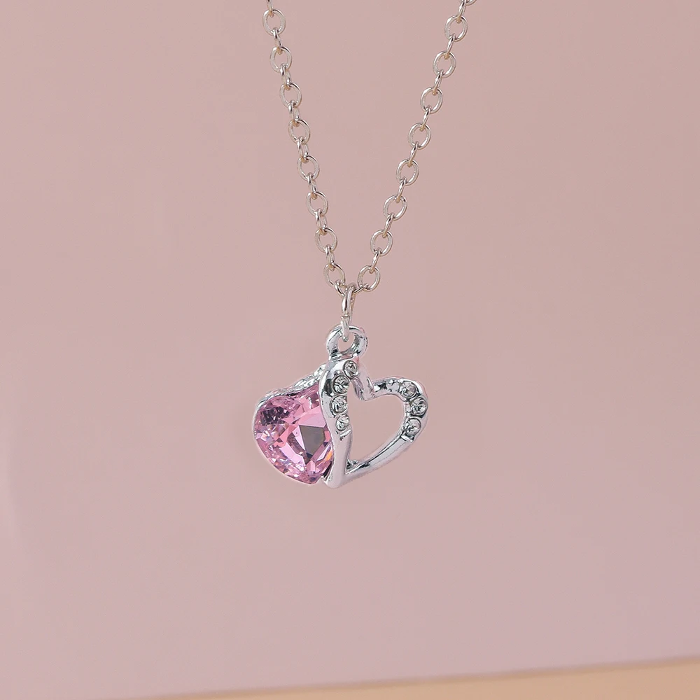Aihua Neue Mode Trendy Y2k Kristall Rosa Zirkon Herz Anhänger Halskette Für Frauen Mädchen Süße Bowknot Halskette Partei Schmuck – Detail 7