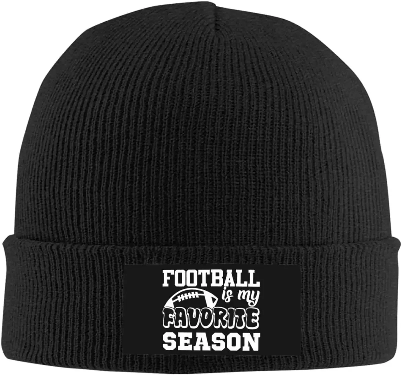 Football is My Favorite Season Beanie for Men Women Black Winter Hat Warm Knit Cuffed Beanies