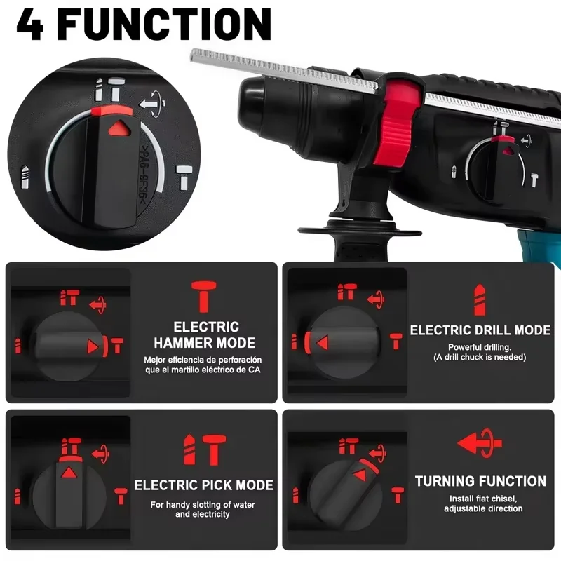 Makita DHR242 18V LXT® Li-ion Brushless Cordless Rotary Hammer Drill 26mm Concrete 4700 IPM 3-Mode Heavy Duty Professional view 5
