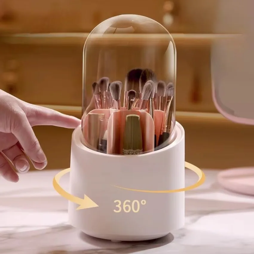 360°Rotating Makeup Storage Organizer Pencil Case Lipstick Organizer Makeup Organizer Makeup Brush Holder Cosmetic Storage Box