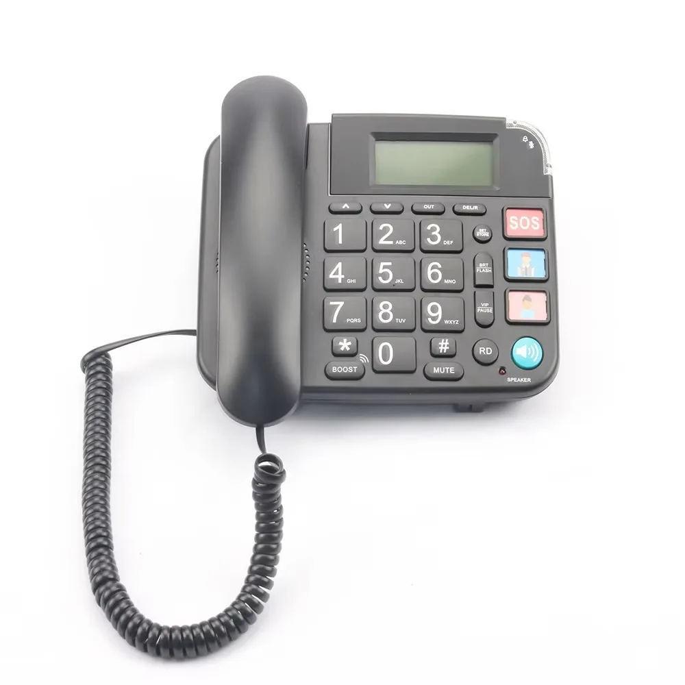 Corded Landline Telephone with Big Buttons Seniors' Phone with SOS Emergency Button