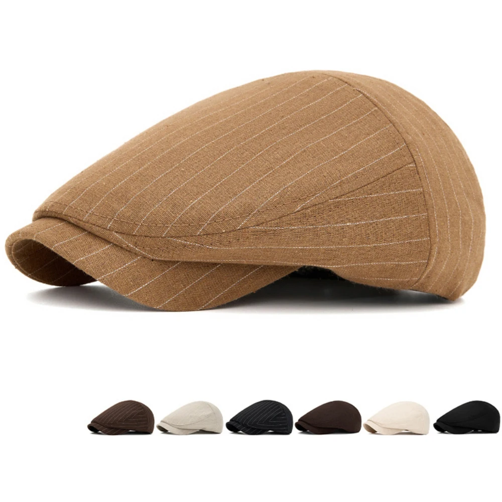 

HT5053 Berets Spring Autumn Cap for Men Women Retro Artist Painter Striped Beret Hat Male Female Ivy Flat Cap Hot Sale Beret Cap